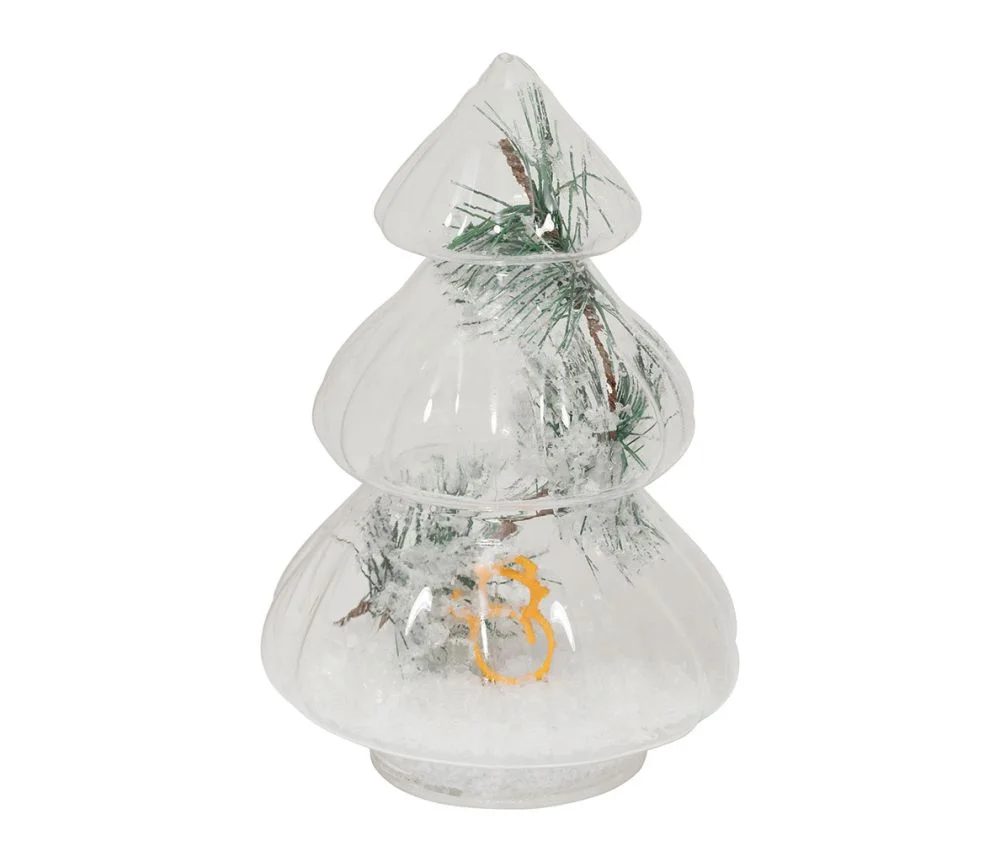 Déco LED Sapin Bonhomme de Neige en verre et LED, Yliades