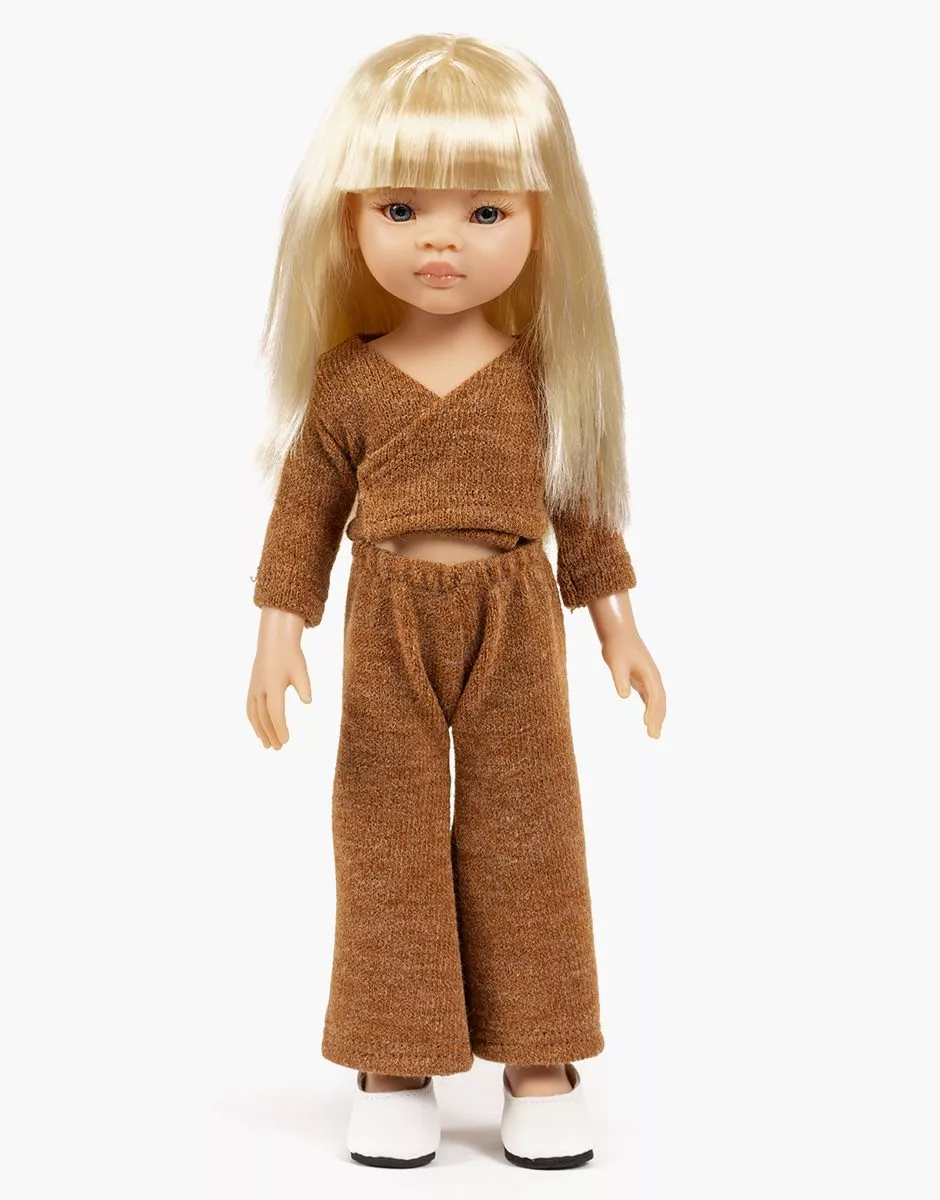 Amigas – Ensemble cache-coeur en tricot angora caramel