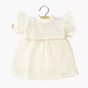 Amigas – Robe Daisy en gaze de coton écru avec passepoil