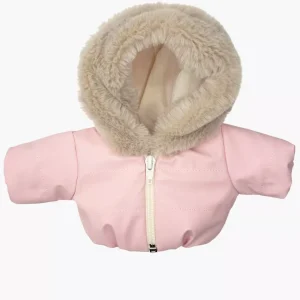 Blouson Gigi en enduit rose et fausse fourrure beige