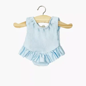 Justaucorps à volants Maïa en lycra bleu ciel