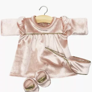 Ensemble 3 pièces « Saint Sylvestre » pour fille en velours vieux rose
