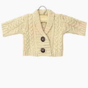 Gilet Gil en tricot crème et son pochon