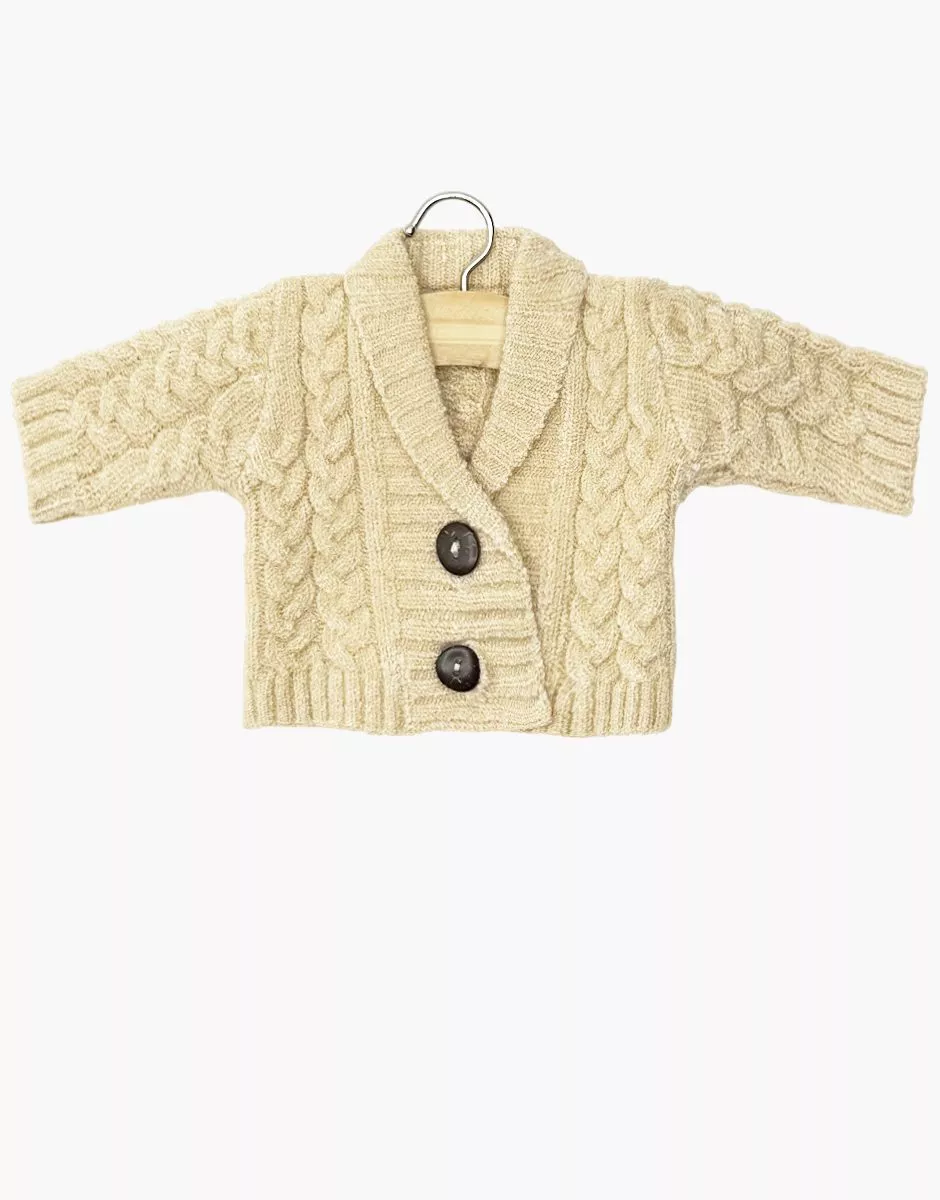 Gilet Gil en tricot crème et son pochon