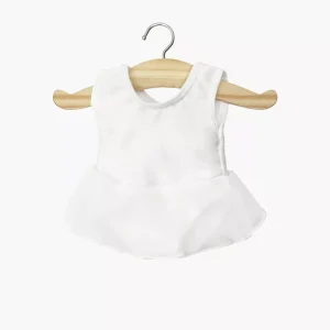 Justaucorps à volants Ludmila en lycra et mousseline blanc