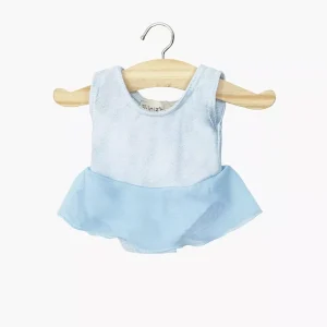 Justaucorps à volants Ludmila en lycra et mousseline bleu ciel