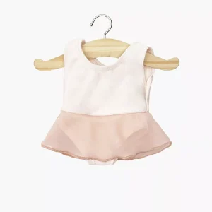 Justaucorps à volants Ludmila en lycra et mousseline rose nude