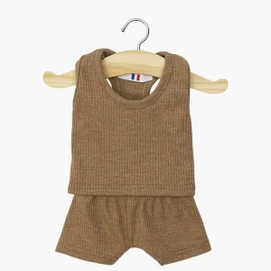 Dessous garçon Marcel en maille côtelée chocolat chiné