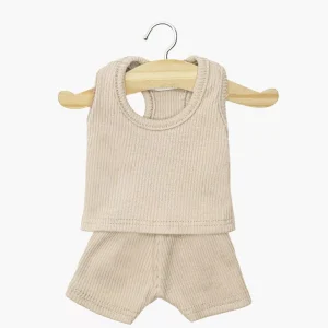 Dessous garçon Marcel en maille côtelée latte