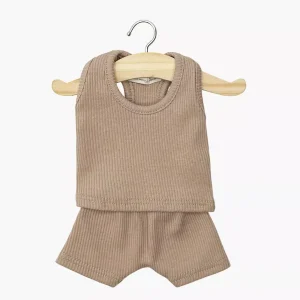 Dessous garçon Marcel en maille côtelée moka