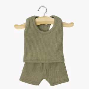 Dessous garçon Marcel en maille côtelée olive