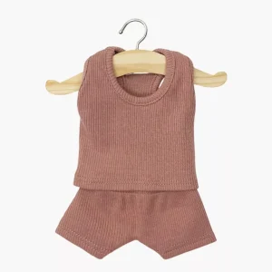 Dessous garçon Marcel en maille côtelée rose argile