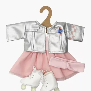 Les P&rsquo;tits Déguiz&rsquo; – Ensemble « Roller party » fille avec blouson silver et patins blancs