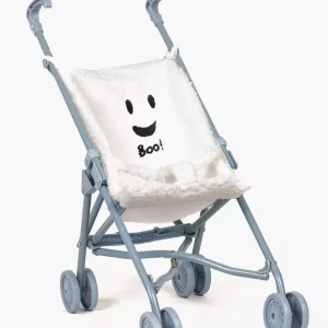 Poussette poupée Halloween « Boo! » en bouclette blanche sur châssis bleu