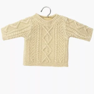 Pull Julian en tricot maille torsadée crème et son pochon