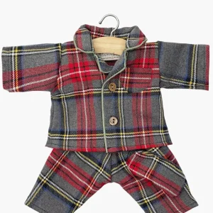 Pyjama Eden à manches longues carreaux Tartan gris et son masque Dodo