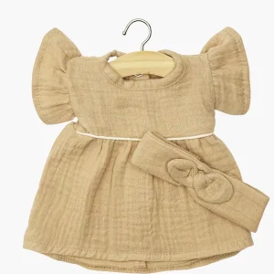 Robe Daisy et son hearband | Gaz de côton Latte