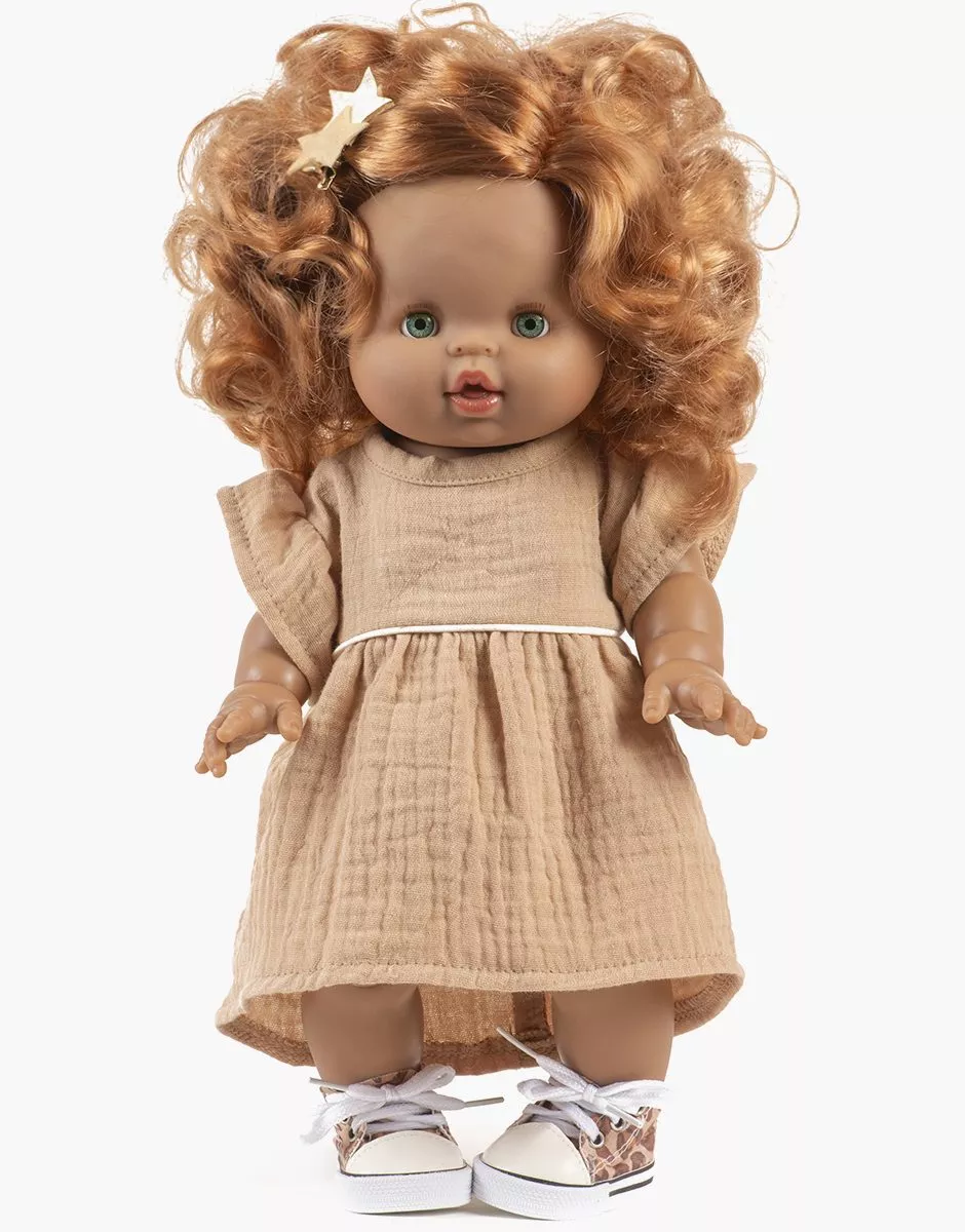 Robe Daisy et son headband à noeud rond en gaze de coton latte – Image 2