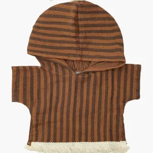 Poncho de plage en gaze de coton à rayures Zéphyr terracotta