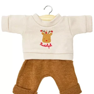 Babies – Ensemble « Rudolph » avec top en molleton lin et pantalon en tricot caramel