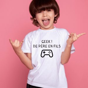 T-shirt enfant geek de père en fils