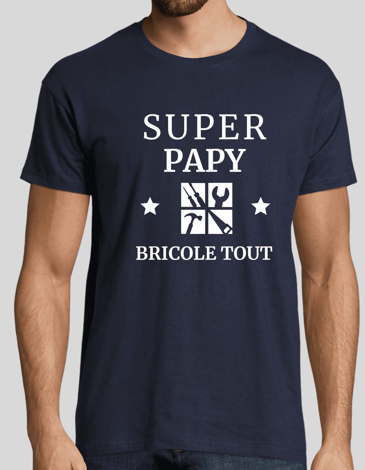Tee-shirt Super Papy Bricole Tout – Cadeau papy bricoleur – Image 2