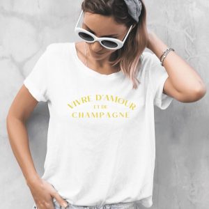 T-shirt vivre d&rsquo;amour et de champagne