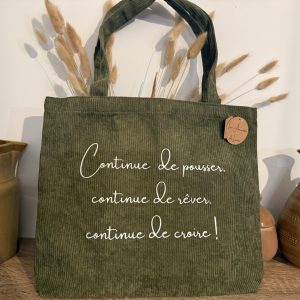 Cabas Velours Olive Citation