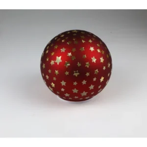 Boule lumineuse rotative “Stars” en verre rouge 12 cm, AM Design