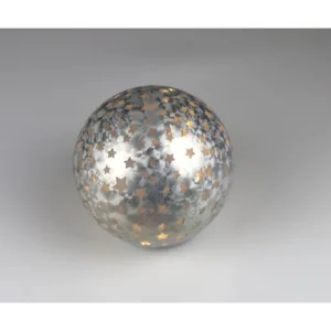 Boule lumineuse rotative “Stars” argent 15 cm (Petite étoile), AM Design