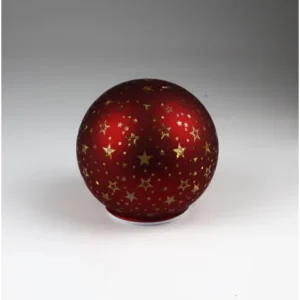 Boule lumineuse rotative “Stars” rouge scintillant 18 cm, AM Design