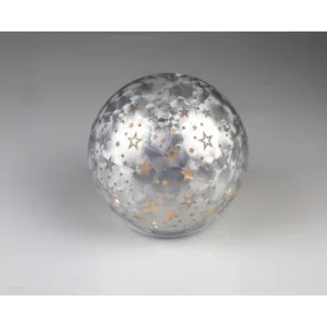 Boule lumineuse rotative “Stars” argent scintillant 15 cm, AM Design