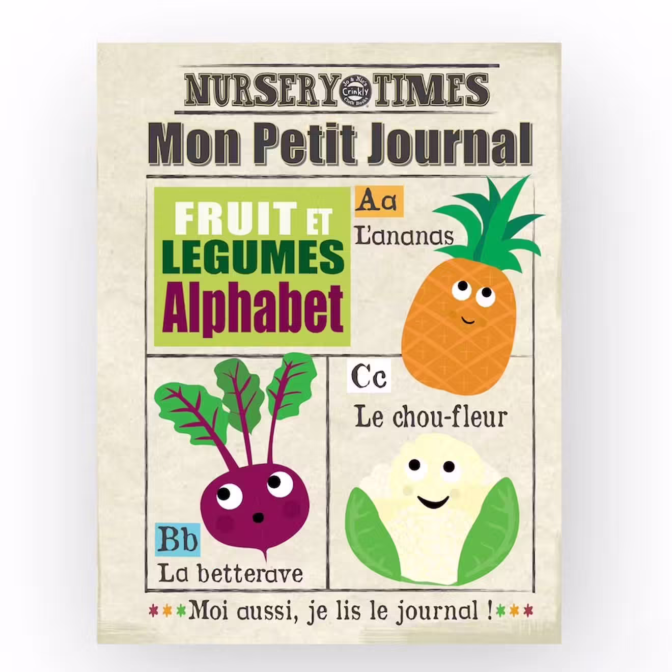 Journal bébé tissus Crinkly « Mon premier journal qui crépite » / Les fruits et légumes