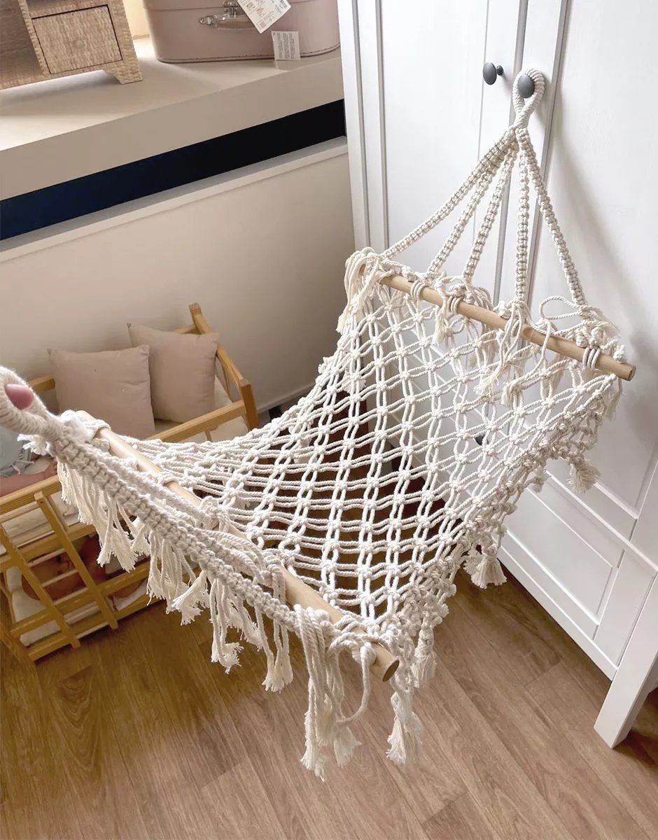 *Hamac en corde et bois pour poupée et décoration