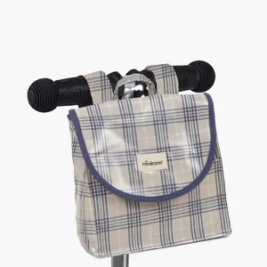 Sac de guidon en coton enduit à carreaux bleu