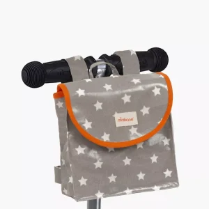 Sac de guidon en coton enduit Étoile gris / blanc