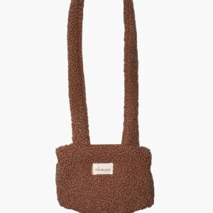 Porte poupée en bouclette marron