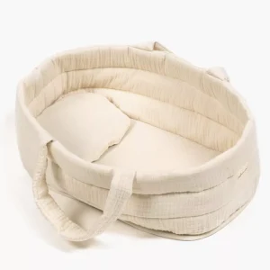 Couffin poupée et son oreiller en gaze de coton mastic