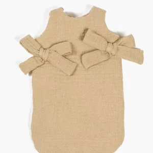 Turbulette poupée à noeuds en gaze de coton latte