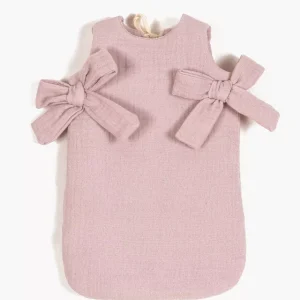 Turbulette poupée à noeuds en gaze de coton rose orchidée