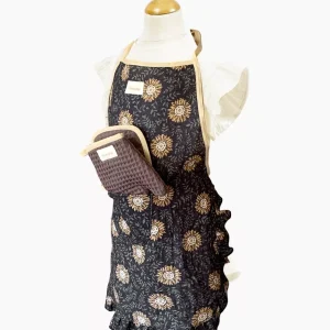 Enfant – Ensemble tablier Marguerite réglisse et accessoires de cuisine raisin Fille