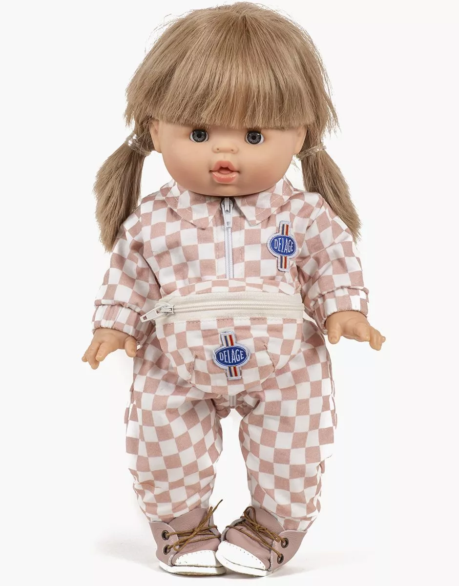 Minikane X Delage – Sac banane poupée en damier rose/blanc – Image 2