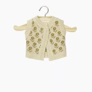 Cardigan Léonie en tricot Fleurs des champs jaune