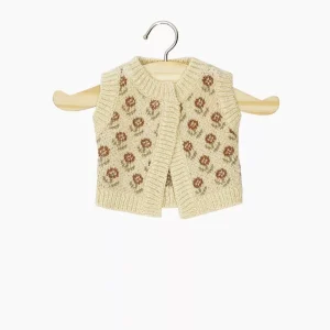 Cardigan Léonie en tricot Fleurs des champs brique