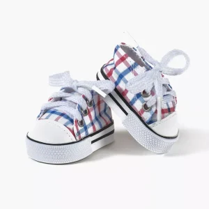 Baskets Komvers blanc carreaux bleu/rouge