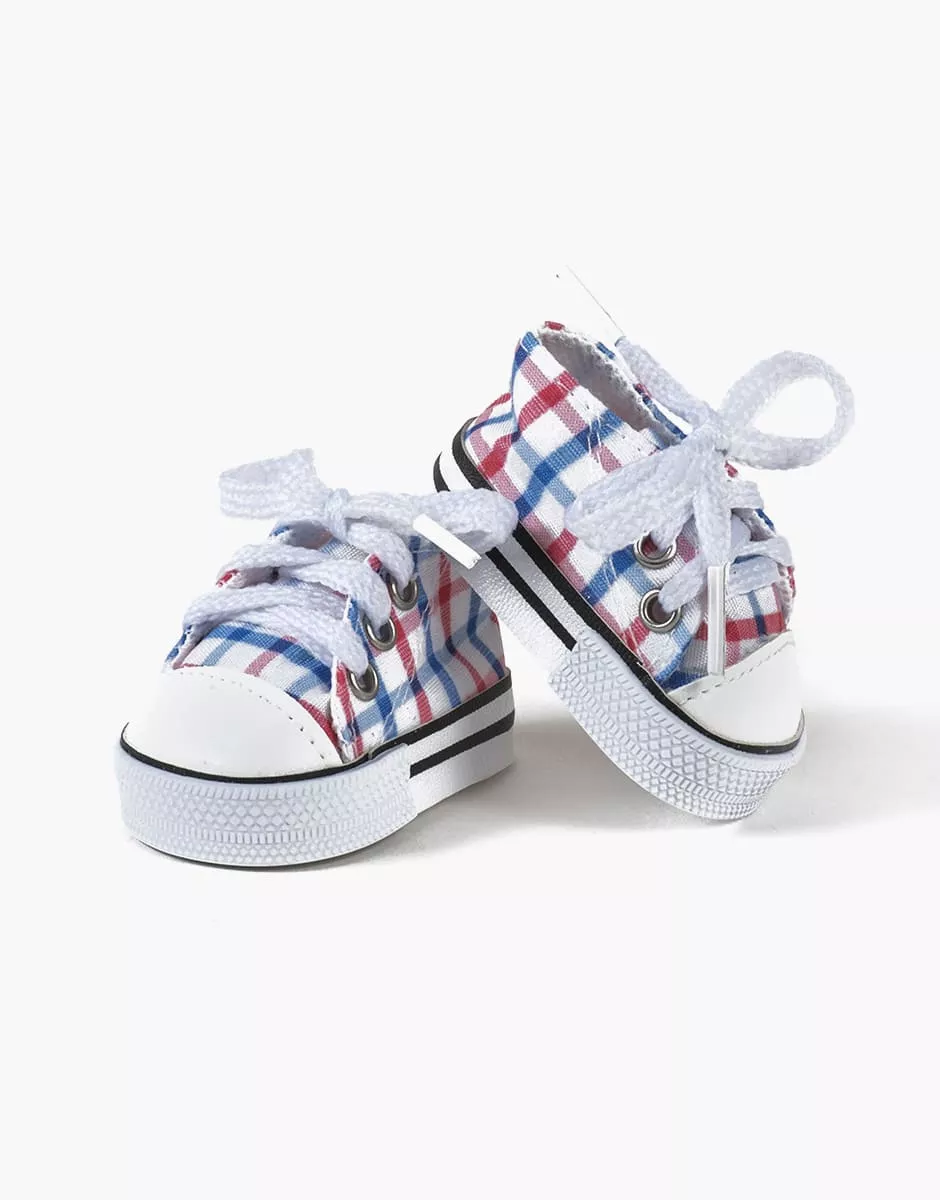 Baskets Komvers blanc carreaux bleu/rouge