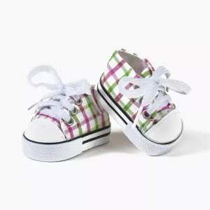 Baskets Komvers blanc carreaux rose/vert