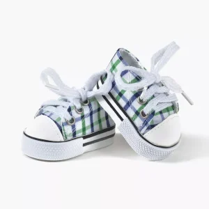 Baskets Komvers blanc carreaux bleu/vert