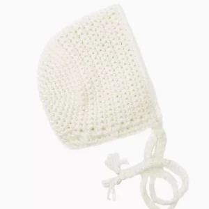 Béguin vintage en crochet fait main écru