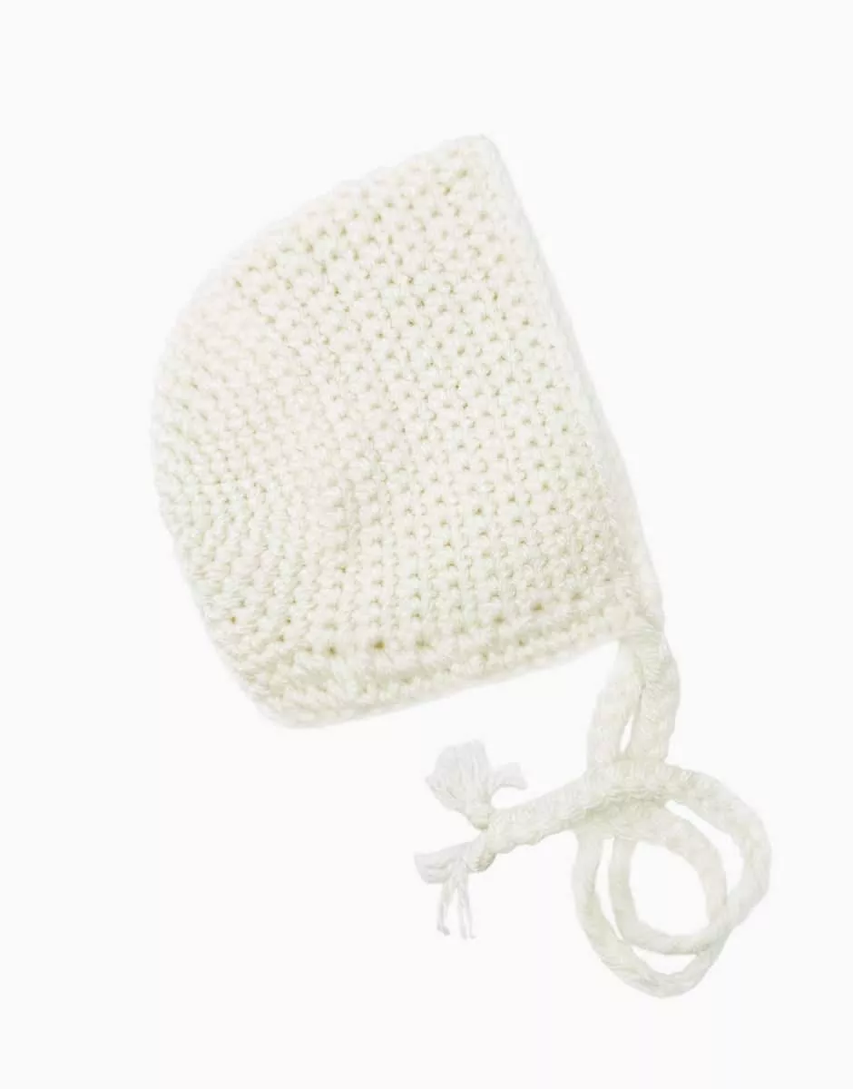 Béguin vintage en crochet fait main écru